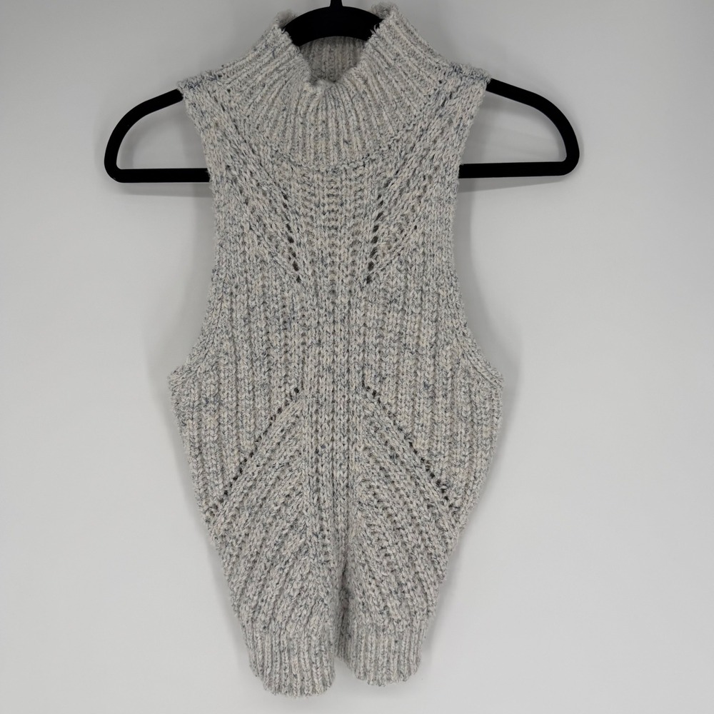 ANTHROPOLOGIE MOCK NECK SLEEVELESS CHUNKY KNIT SWEATER VEST XS BOHO APRES SKI‎